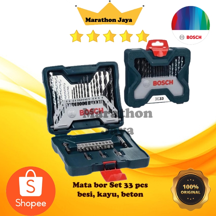 BOSCH mata bor set x line 33 set kayu besi beton komplit