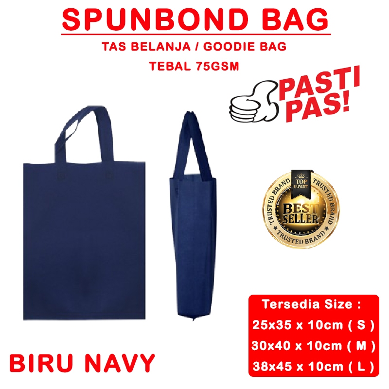 

Spunbond Goodie Bag Tas Belanja Model Tali Handle Kantong Kain - NAVY