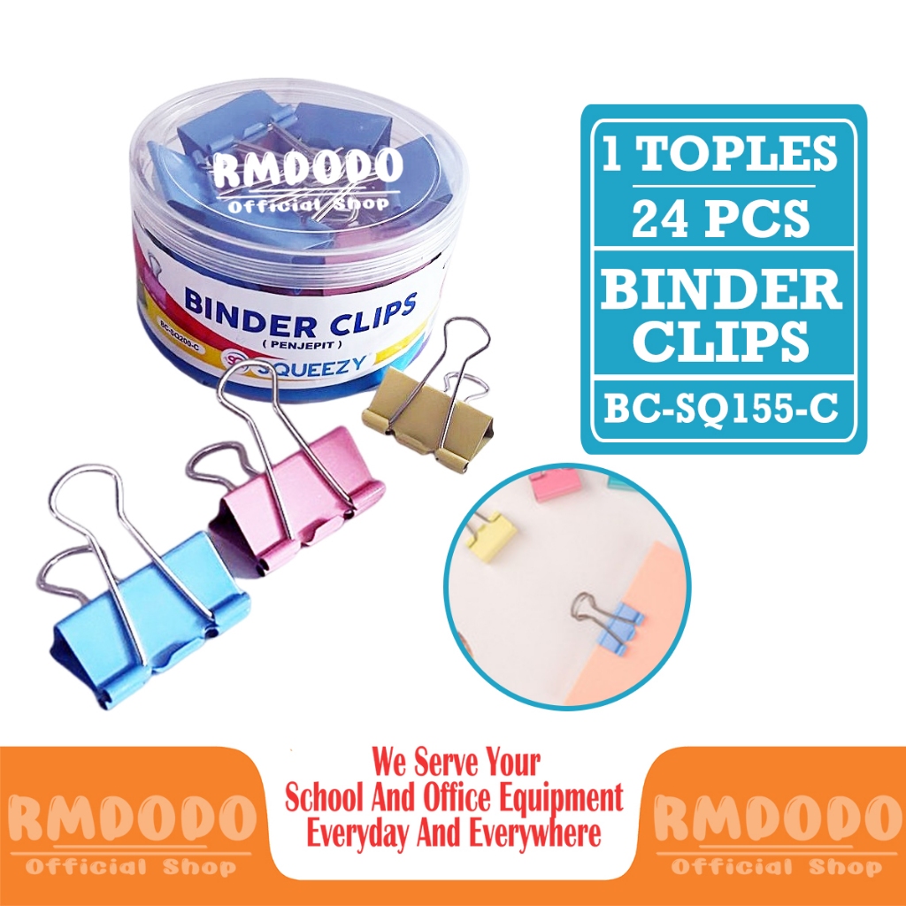

Rmdodo - Binder Klip Warna No.155 [1 Toples - 24 Pcs Klip] / Binder Clip / Klip Penjepit Kertas BC-SQ155-C