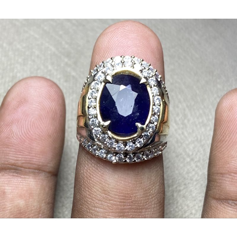 batu natural blue sapphire corundum ring blue safir africa cincin