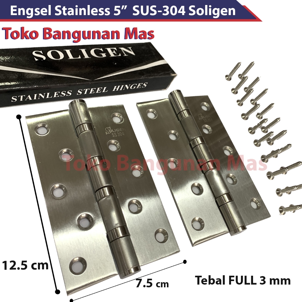 Engsel STAINLESS SUS-304 Soligen 5" / Engsel 5" Stainless SUS-304 Bearing