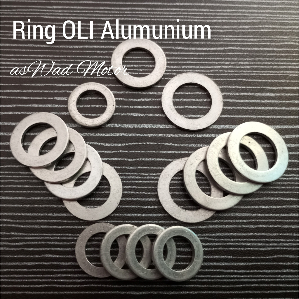 (5pcs)RING OLI ALUMUNIUM MOTOR BEBEK MATIC UNIVERSAL / RING TUTUP OLI BAWAH / RING STANDAR BAUT OLI 