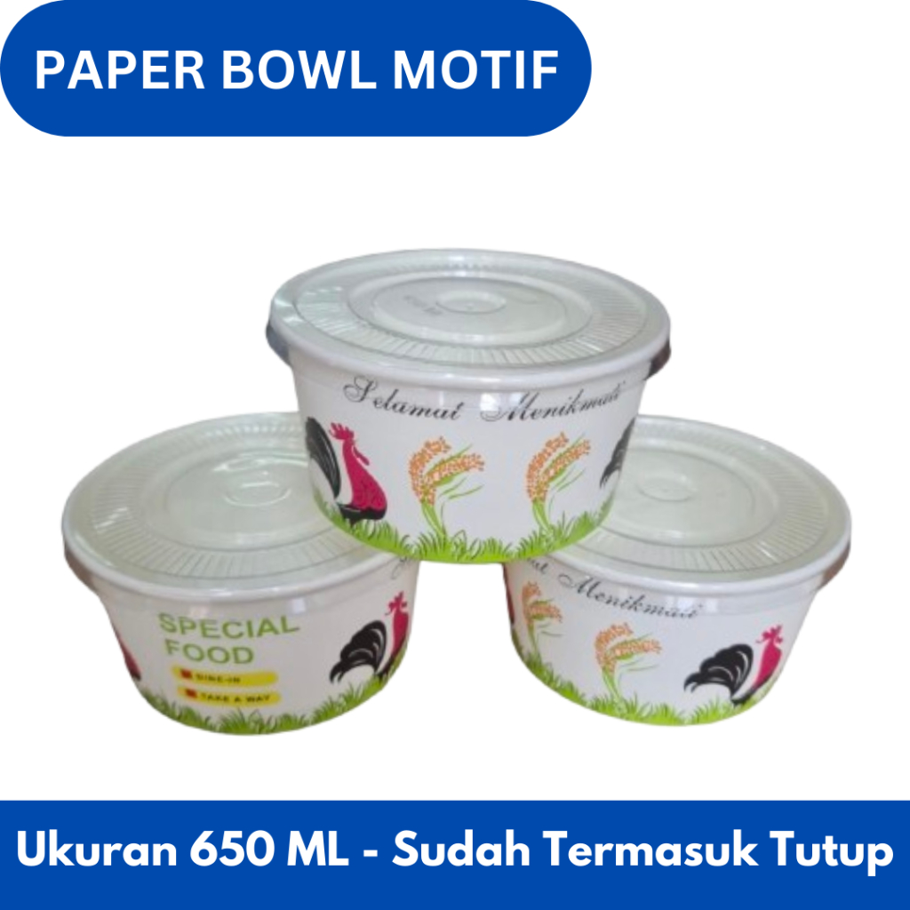 PAPER BOWL MOTIF AYAM 650ML