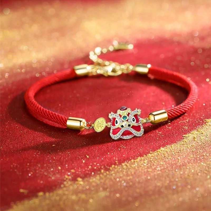 Gelang Tali Merah Kristal Silver / Gelang Aksen China Wedding Sangjit Merah