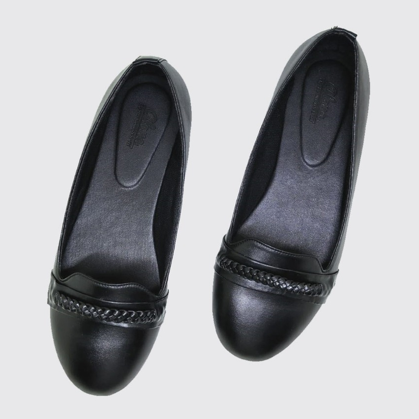Flat Shoes Wanita Uk 41 42 43 44 45 Jumbo Sepatu Flat Hitam Matte Big Size Original