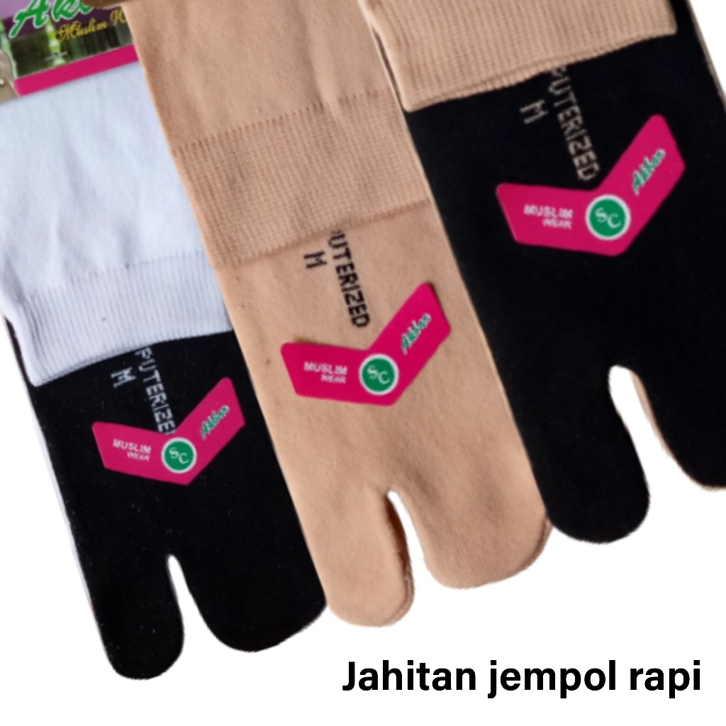 Kaos Kaki Jempol Wanita Muslimah Panjang Warna Kulit Hitam Putih polos Bahan Nilon Tebal