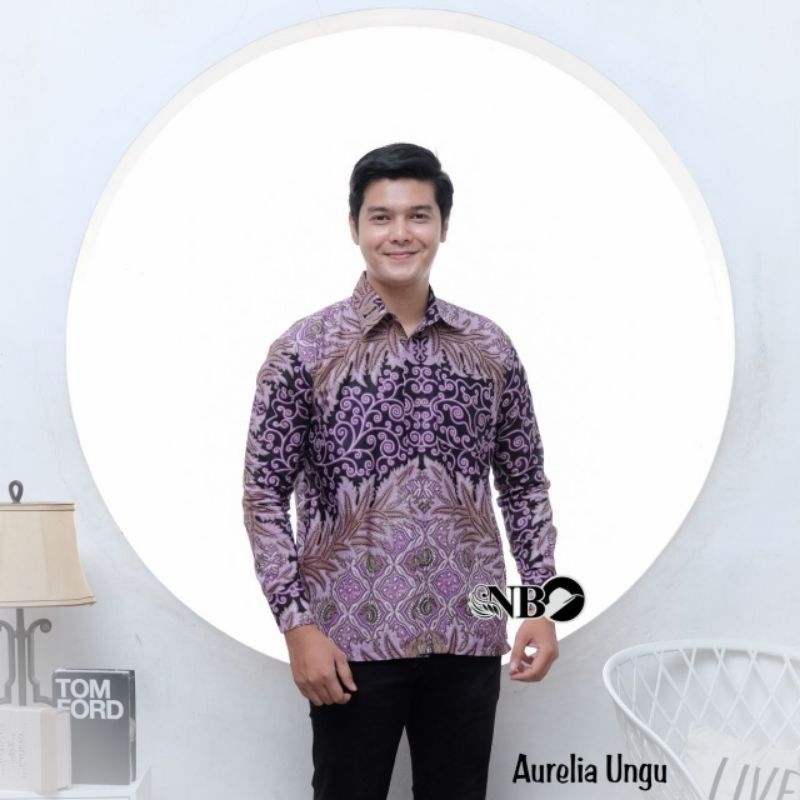LAKUNA BATIK Kemeja batik pria dewasa baju batik modern baju batik modis 10 motif HRB026 lilac