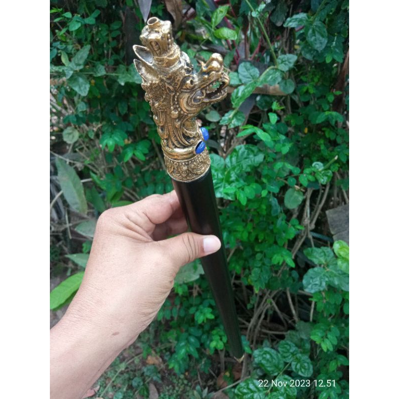 TONGKAT KOMANDO KELOR HITAM KEPALA NAGA