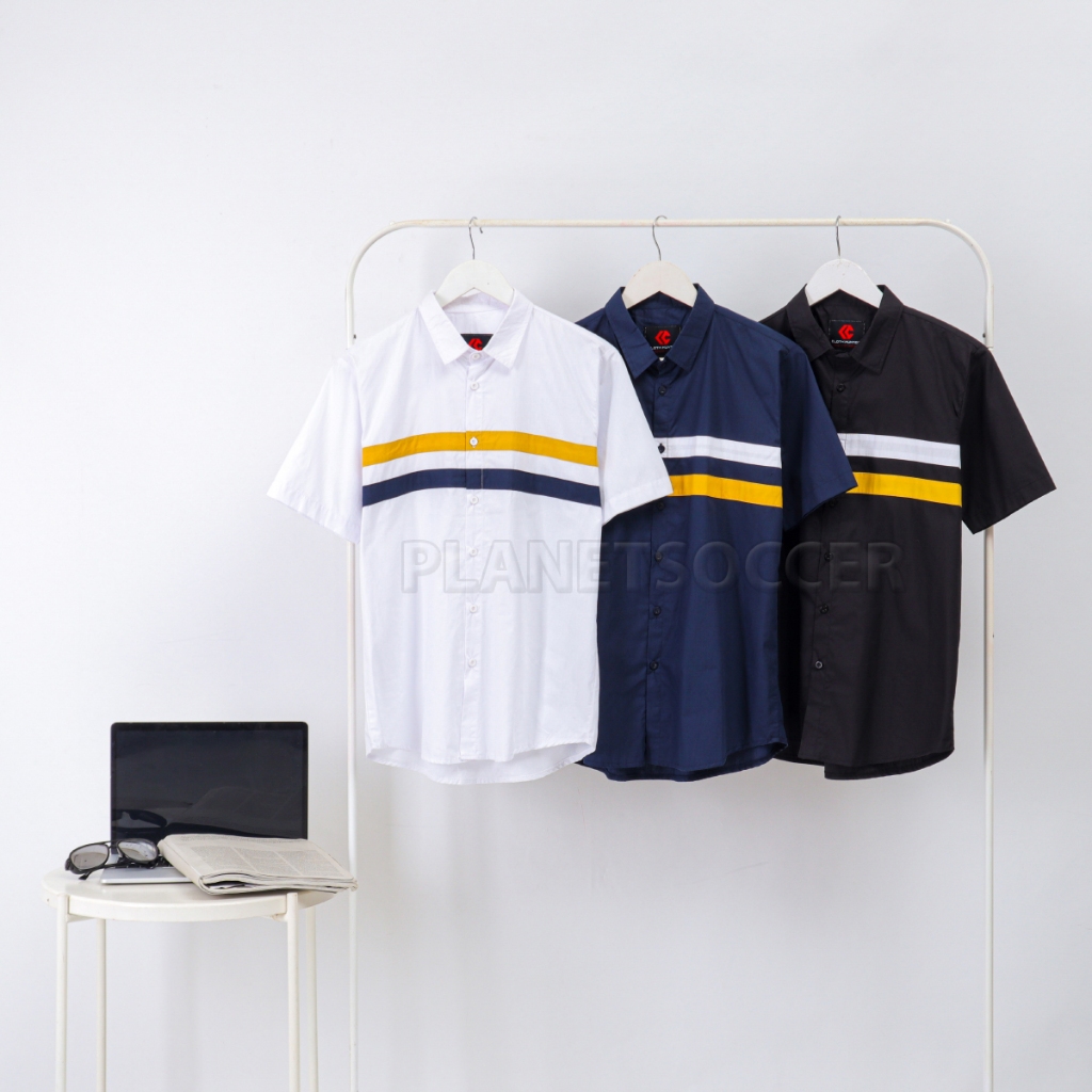 Baju Kemeja Hem Pria Lengan Pendek FOLKA Kemeja Pria Motif Keren Polos Distro Tebal Kantor Formal Of