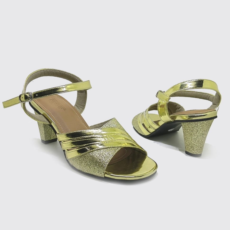Sandal Kondangan Wanita High Heels Gold Ukuran Jumbo 41 42 43 44 45 Sepatu Sandal Formal Pesta Ibu I