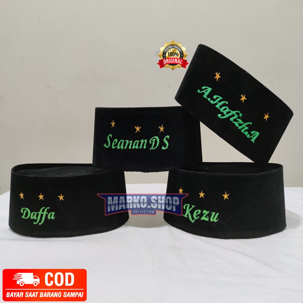 Peci Songkok Hitam Anak Dan Dewasa Free Bordir Nama Peci Presiden Nasional Hitam polos Terlaris