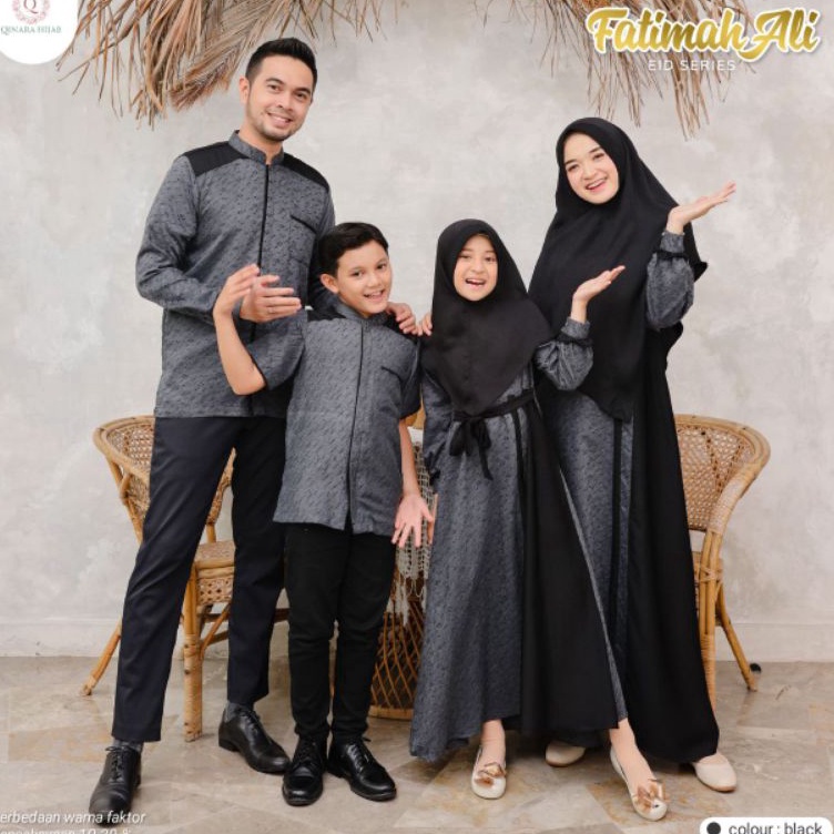 Model Baru Sarimbit 2023 FATIMAH ALI Qinara Hijab Bahan Jaguard Family Set Seragam Lebaran Keluarga 