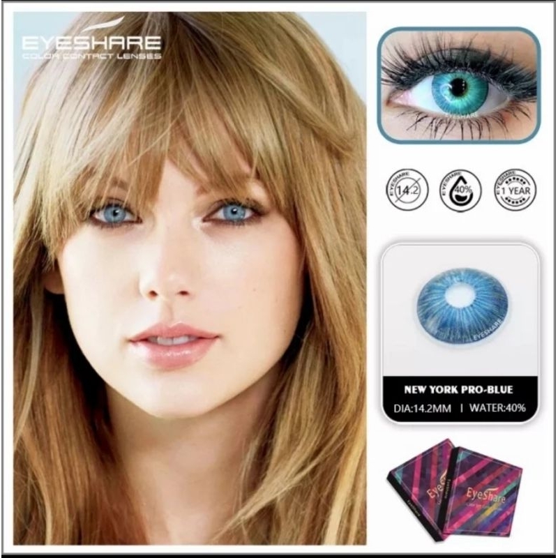 Softlens Cosplay Daily Eyeshare New York Pro Turquoise Green Blue Grey Plano Normal