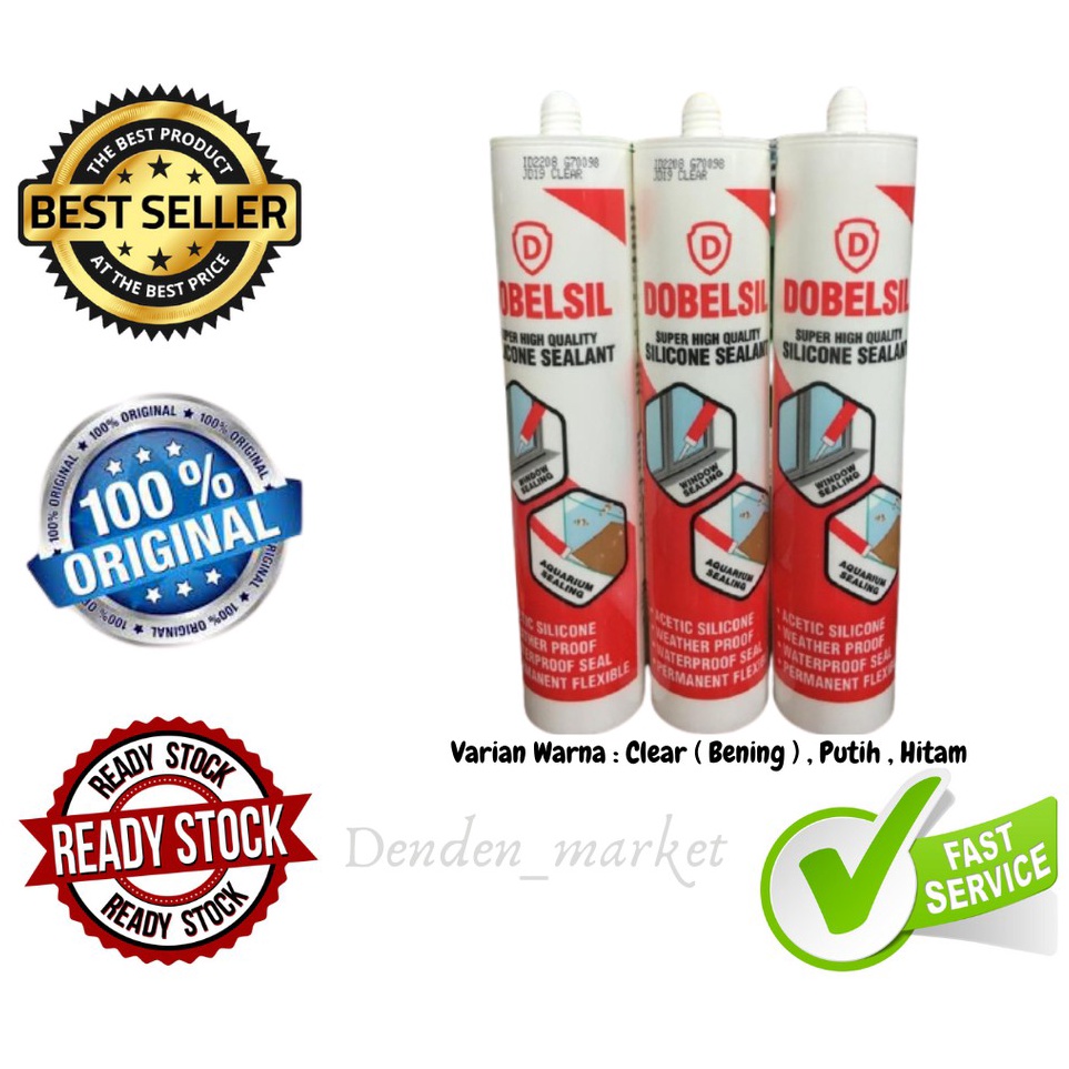 

Sale Lem silicon dobelsil/ lem kaca sealant lem sealant tabung dobelsil hitam - putih clear bening 300ml ➮➟✤