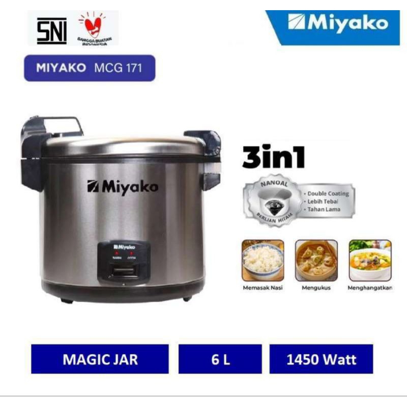Rice Cooker Penanak Nasi 6 Liter Jumbo Miyako MCG171 Mejikom Besar MCG 171 Mejicom MCG-171 6L Magico