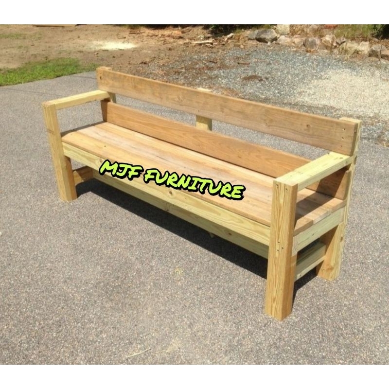 Bangku kayu panjang sandaran/Bangku kayu/Kursi kayu panjang sandaran