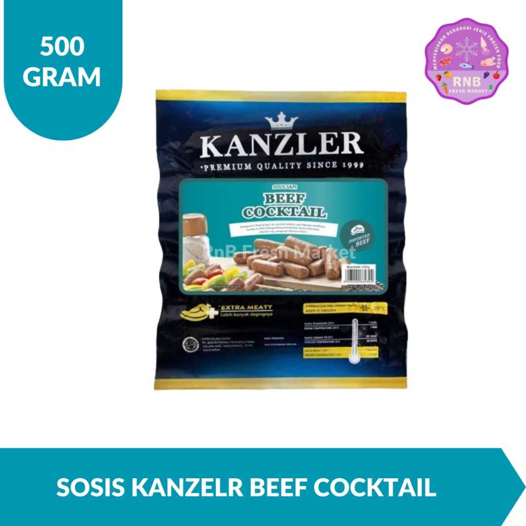 

Sosis Kanzler Beef Cocktail Netto 500 Gram