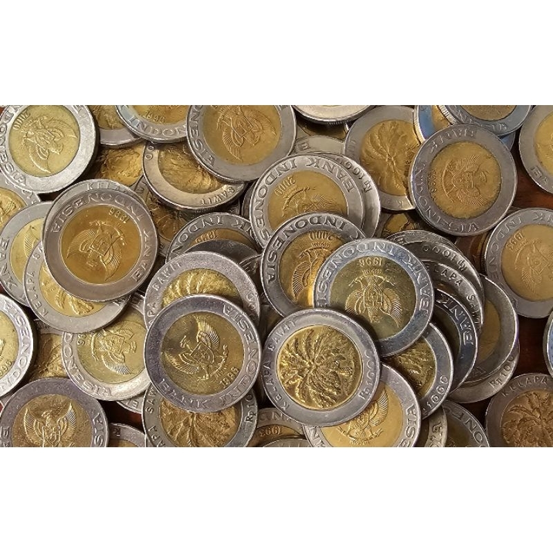 10 keping koin kuno rp. 1000 kelapa sawit tahun 1996 dan 2000 used original