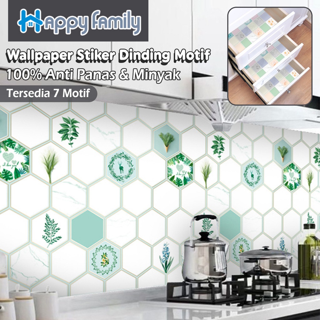 Happy Family Wallpaper Stiker Dinding Dapur Motif Premium Anti Panas Dan Anti Minyak / Wallpaper Kitchen Dapur Tersedia 7Motif Premium