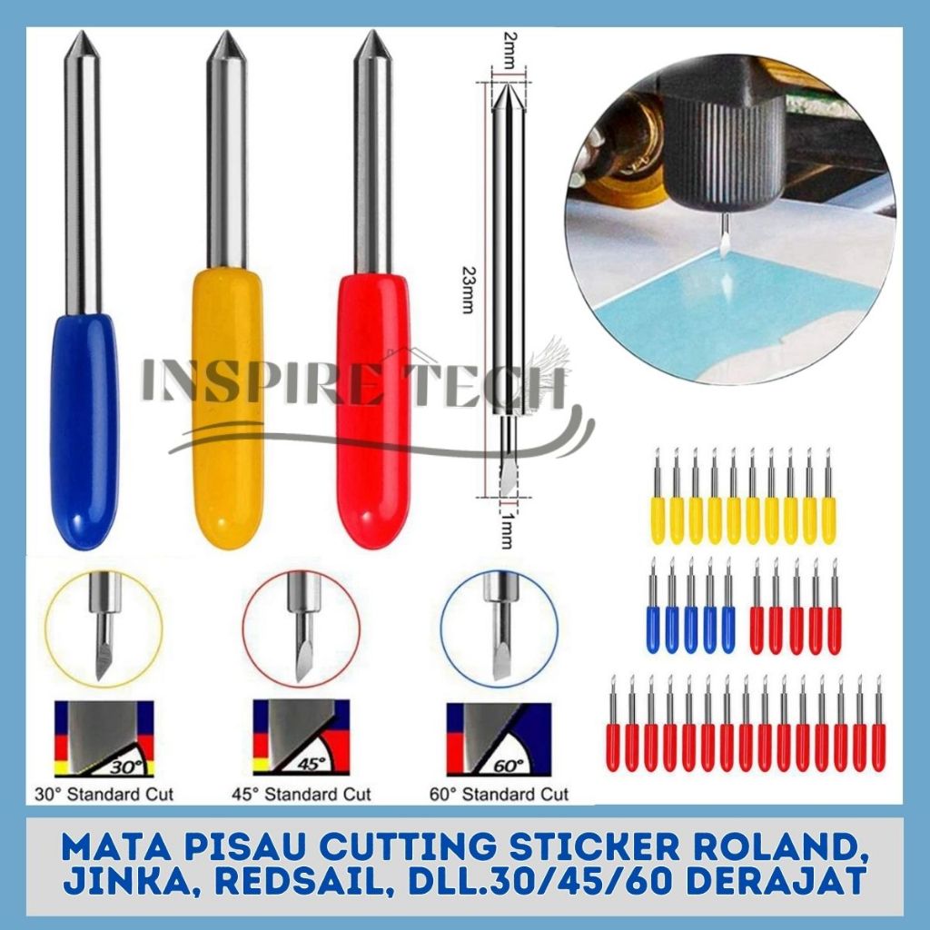

Mata Pisau Cutting Sticker Roland, Jinka, Redsail, dll.30/45/60 Derajat