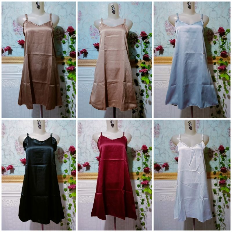 Dress satin klasik polos
