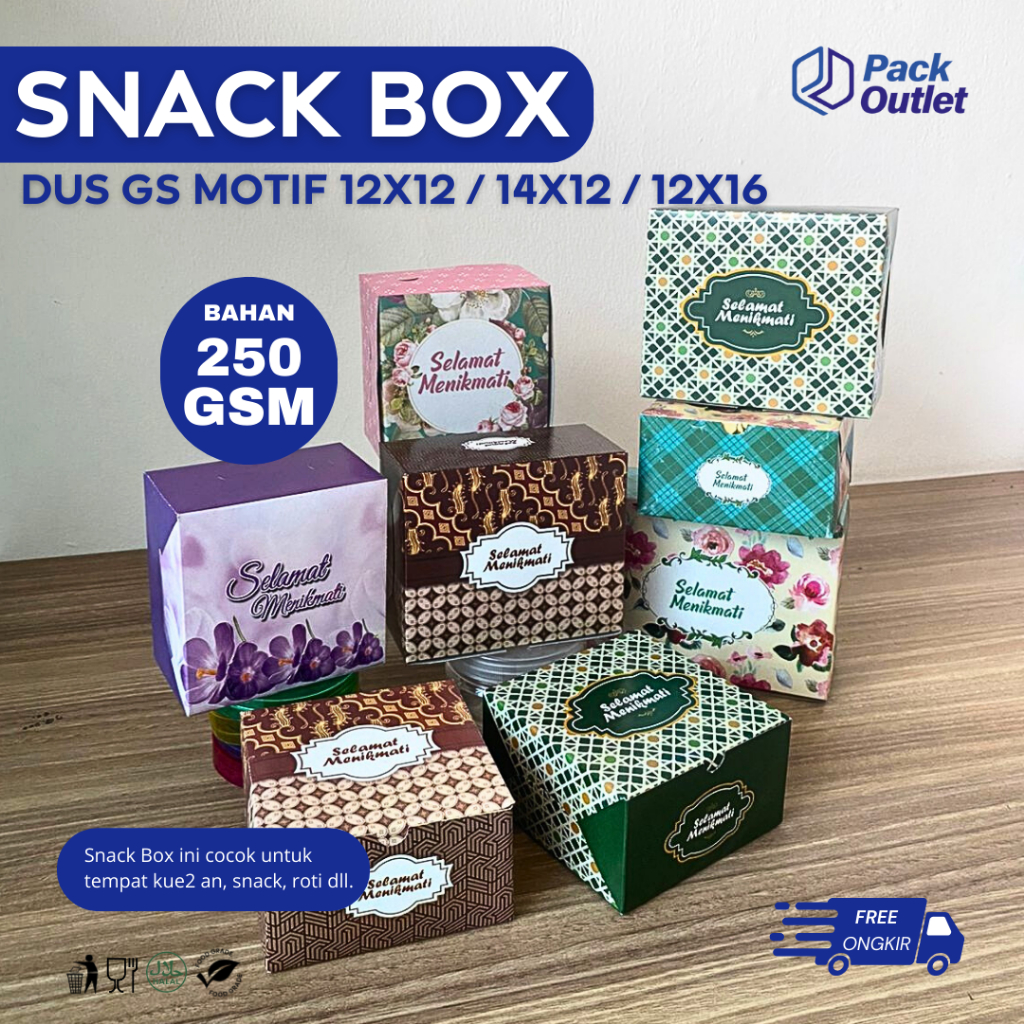 

Snack Box Dus Kue Roti Snack GS Motif Uk. 12x12 / 14x12 / 12x16cm