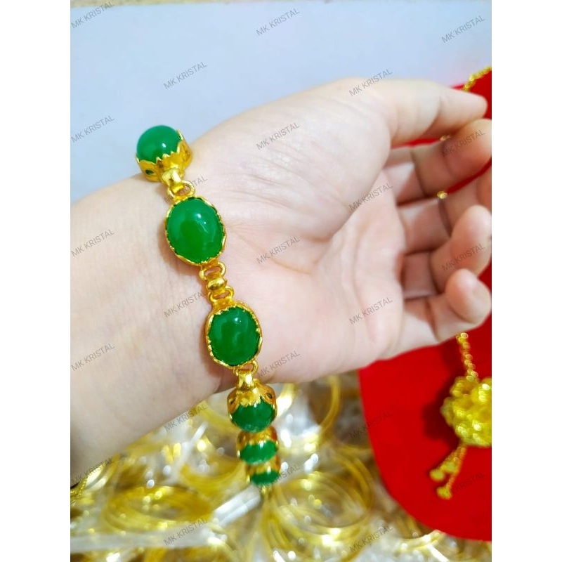 gelang permata hijau lapis kristal