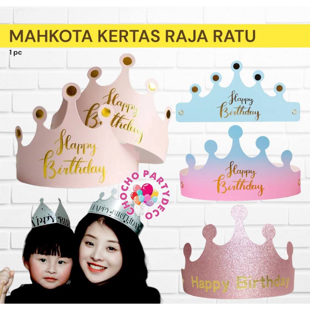 Mahkota Pesta RAJA RATU Kertas / Topi Ulang Tahun Ratu Raja