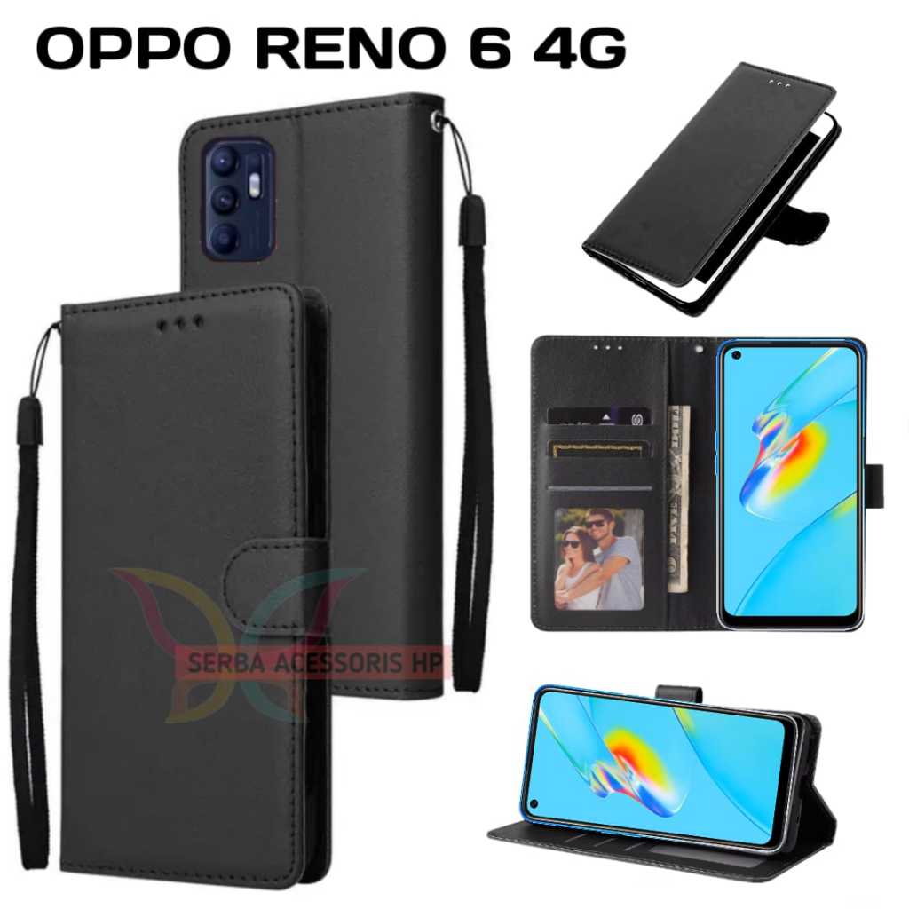 Case dompet OPPO RENO 6 4G flip dompet mewah sampul slot kartu