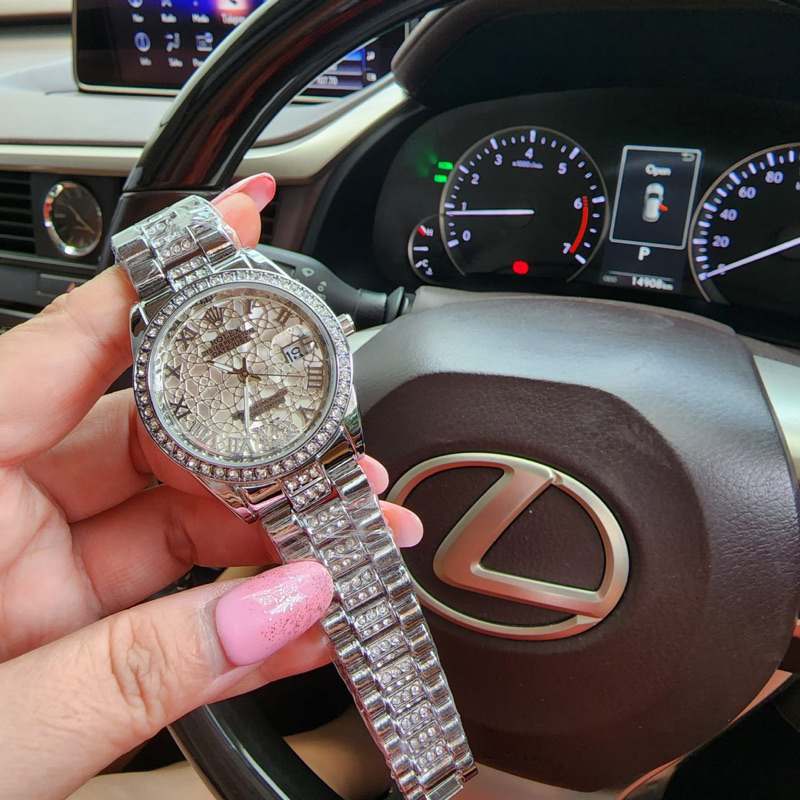 BISA COD ,,Jam Tangan Wanita Rolex 9109 Madu Tanggal Aktif Fullset Box Original Paperbag Kartu Garan