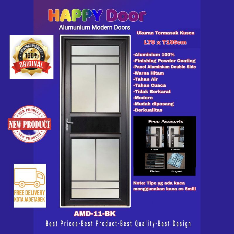 Pintu Aluminium Happy Door AMD11 BK ACP Double Side-Black