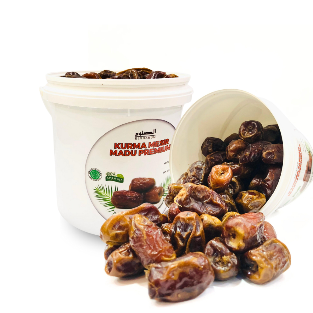 

Kurma Mesir Madu Premium | Kemasan Ember Premium 850gr | Kurma Madinah Alelal