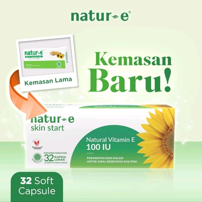 KEMASAN BARU Natur-e 100 IU 32 Kapsul Nature Hijau