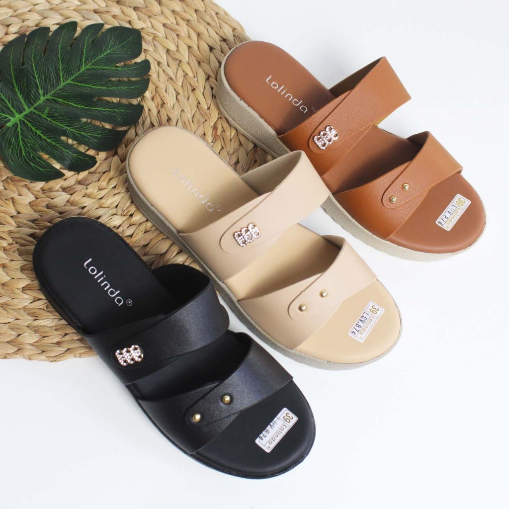 Sandal Wanita Wedges Slop Original Lolinda Sendal Wanita Slop Lolinda Premium Casual