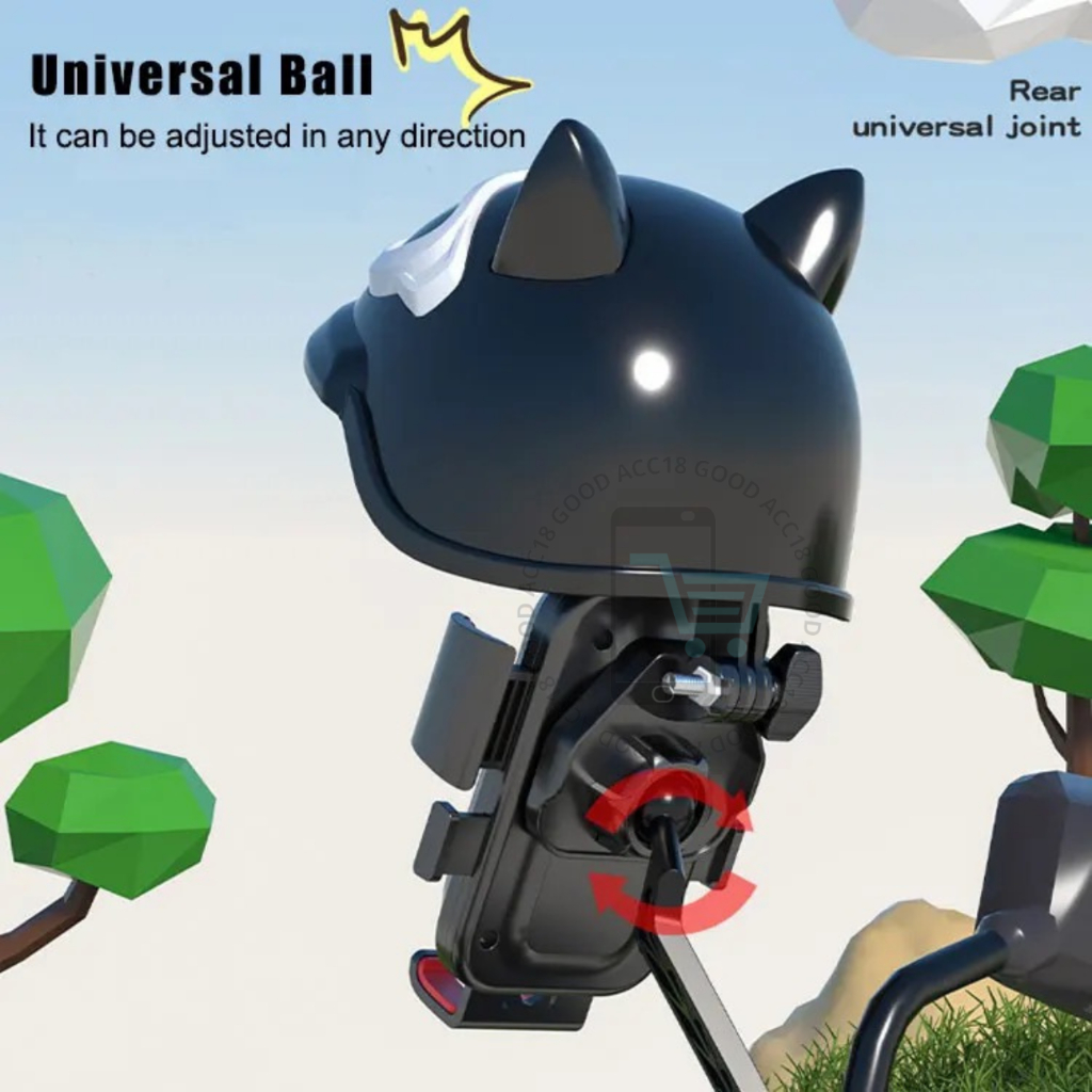 CUCI GUDANG HOLDER HP MOTOR BESI PLUS TOPI HELM LUCU DUDUKAN HP SPION MOTOR ANTI GETAR