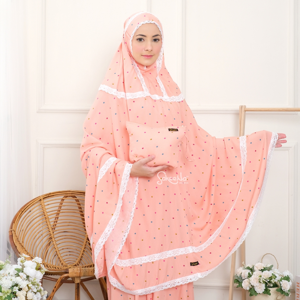 MUKENA SAKEENA - Dewasa Polkadot Katun Rayon Premium