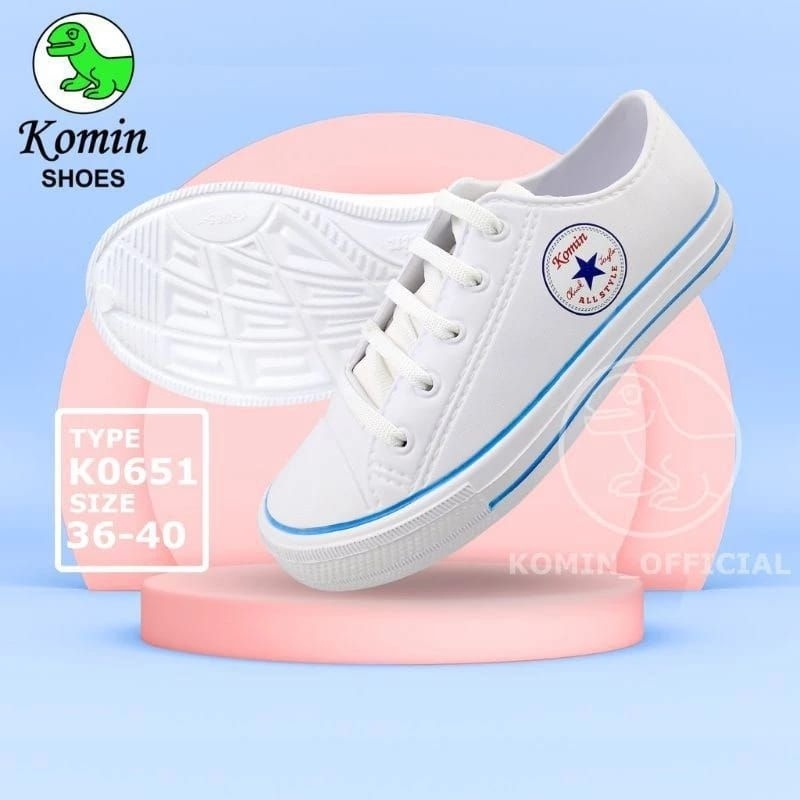 Sepatu Sneaker Wanita Sepatu Karet Wanita Putih Komin K-065-1