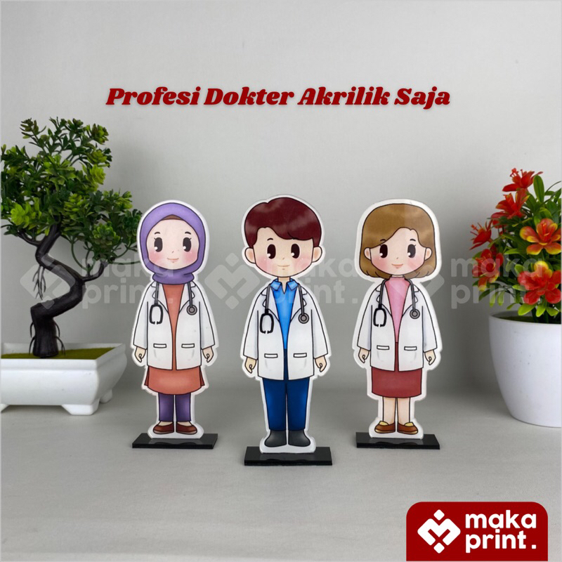 Piala Akrilik (Profesi Dokter) Akrilik Saja - Plakat Dokter - Piala Karakter Dokter - Kado Hampers Hadiah Hari Dokter - Pisah Kenang Dokter