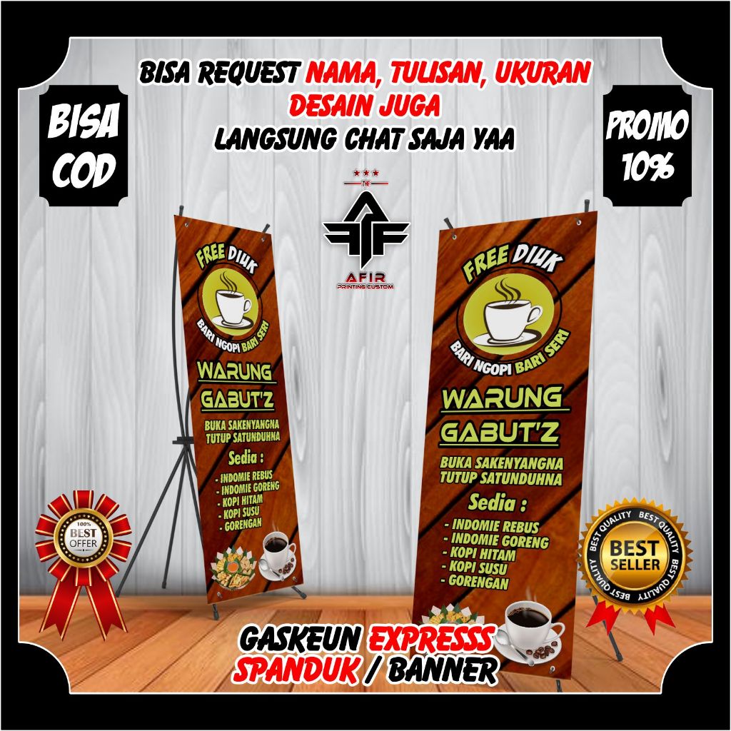 Spanduk Berdiri Warkop Warung Kopi Gabut Design Unik Suka suka / Banner Toko Warkop Warung Kopi