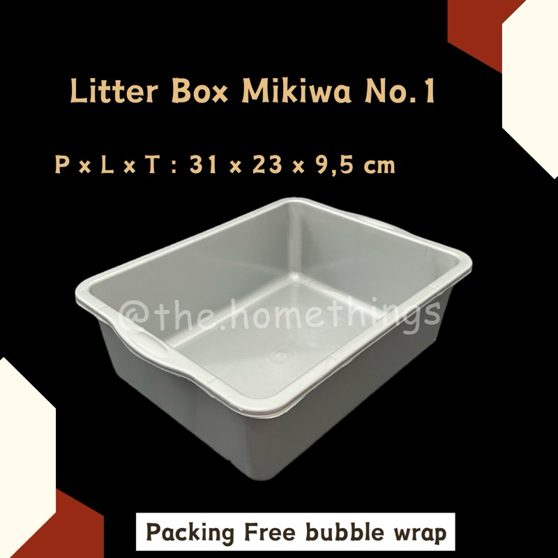 LITTER BOX MIKIWA NO 1 BAK PASIR KUCING / BAK PERSEGI SILVER / TEMPAT KOTORAN KUCING / BAKI SEGI SER