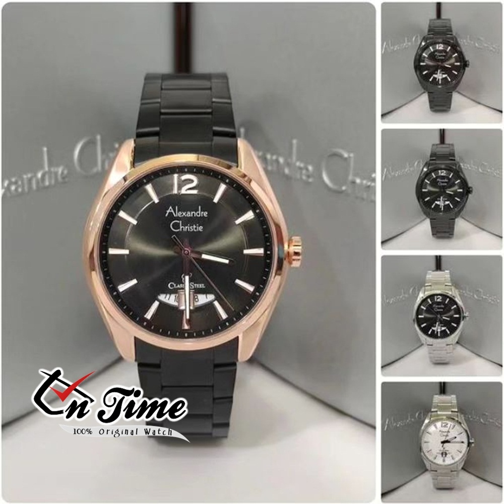 Jam Tangan Alexander Christie Pria AC 8679 Rantai Anti Air Original Terbaru Mewah 2023