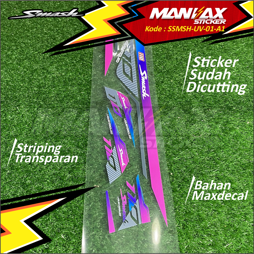 Striping Stiker Suzuki Smash 110 Custom Rainbow - Stiker Transparan UV Smash Old Variasi Desain Simp