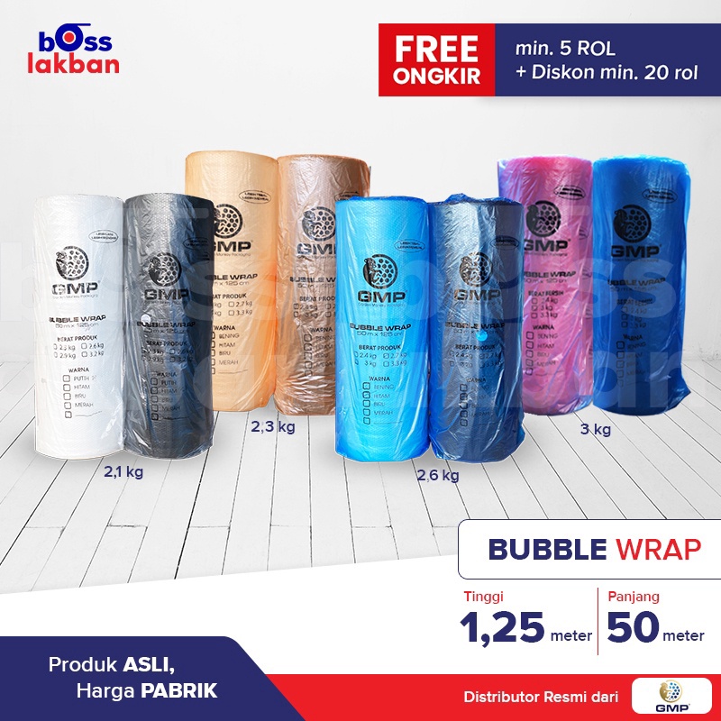 

12.12 MALL Bubble Wrap GMP 125 cm x 50 meter Hitam Bening Merah Biru grosir