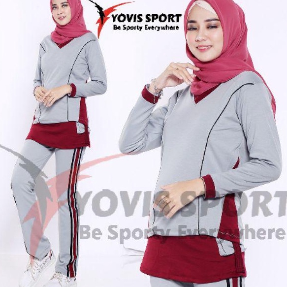 Produk Keren Stelan senam jumbo / baju senam / celana senam Yovis Sport / setelan plat/Setelan senam
