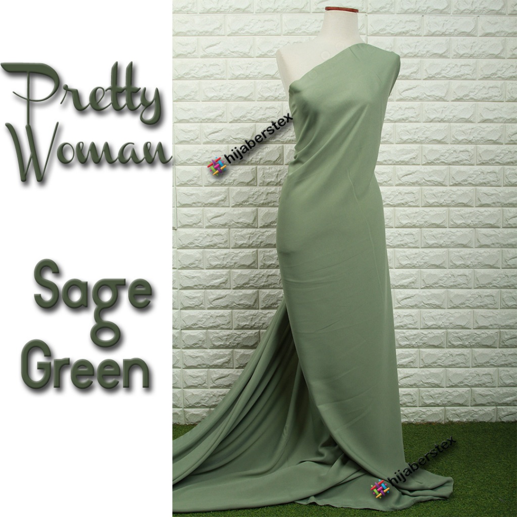 1/2 Meter Kain PRETTY WOMAN Sage Green (ecer warna)