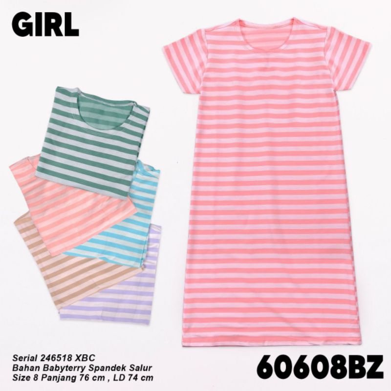 60608BZ Lemone daster anak babyterry spandek motif salur warna warni