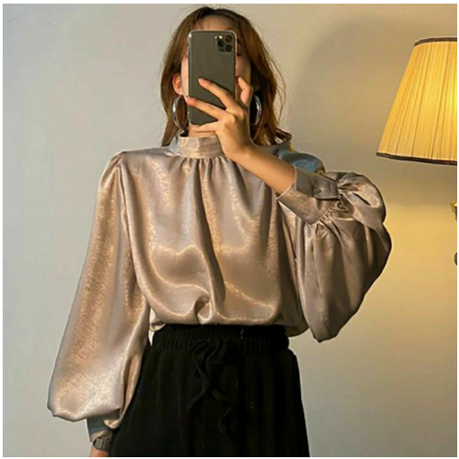 Blouse Satin / Blouse Satin Lengan Balon / Satin Blouse Silk