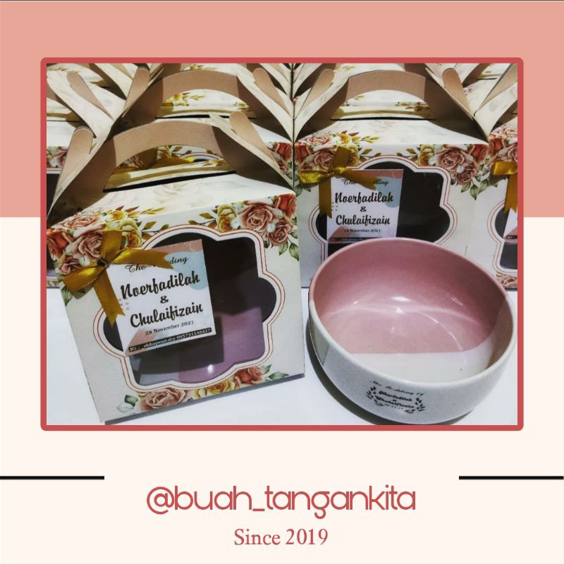 𝗕𝗧𝗞 - Souvenir Mangkok Twotone kemas Box Berdiri Souvenir Murah