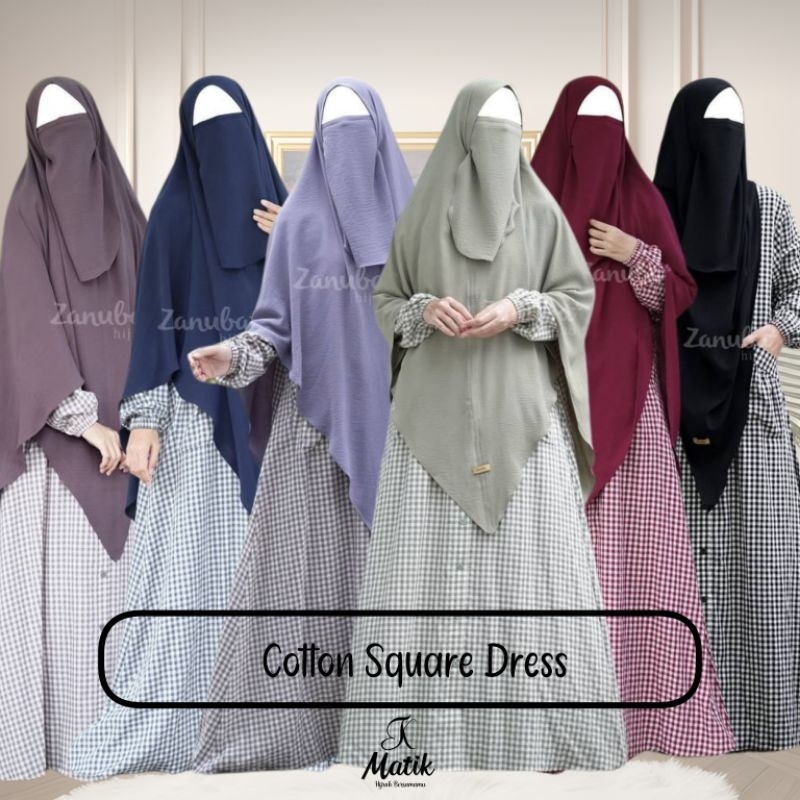 Cotton Square Dress by Zanuba Hijab JILBAB SYARIE | gamis kotak kotak | gamis katun