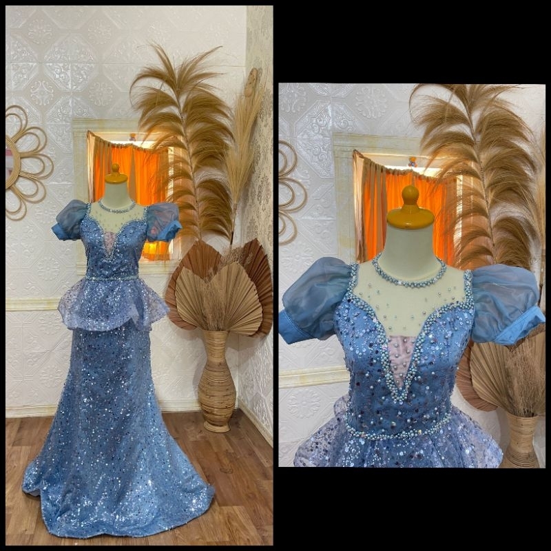 Dress duyung peplum / baju singer penyanyi / gaun pesta tile payet sequin